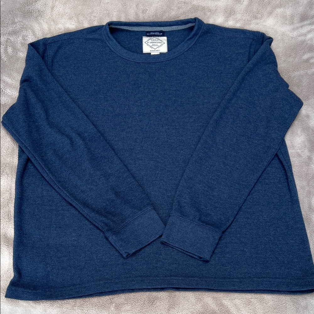 NWT Men’s St John’s Bay Navy Blue long sleeve Waffle Crew Neck XXL Shirt